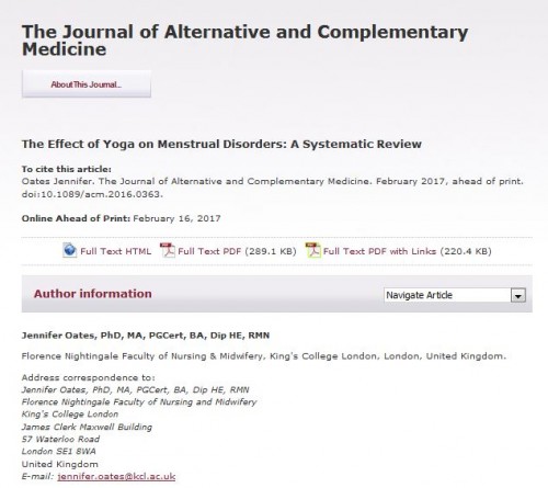 Journal of Alternative and Complementary Medicine | yogaguide