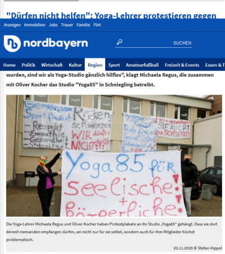 Protest von Yoga-Lehrenden Nordbayern 